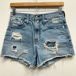 MADEWELL The Perfect Jean Short Distressed Ripped High Rise Cut Off Frayed Sz 24